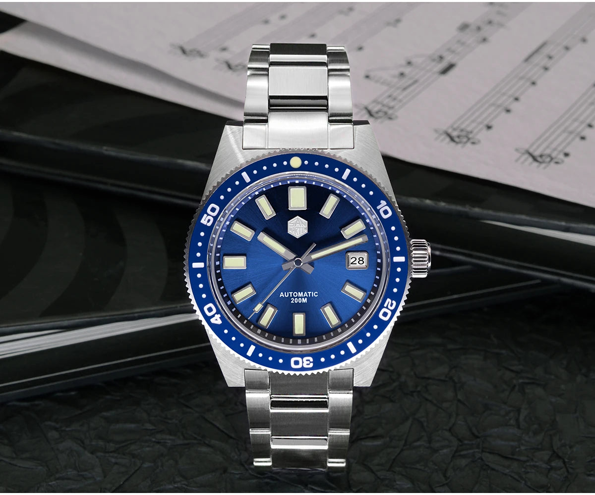 San Martin Official 41mm 62mas V4 Diver Men Watch NH35 Automatic Mechanical Watch Sapphire Glass 200m Waterproof Luminous SN0007