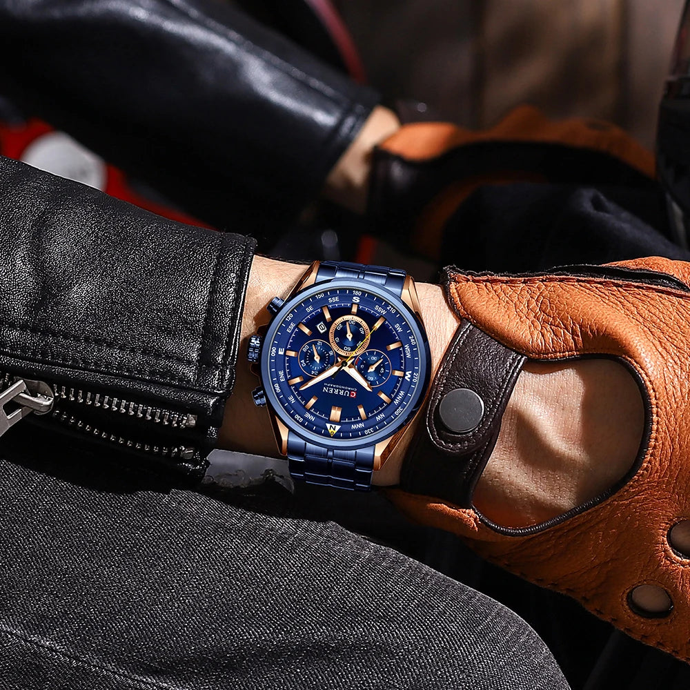 Montre pour homme CURREN – Montre tendance de grande marque, modèle de luxe, étanche, en acier, style sportif, chronographe à quartz