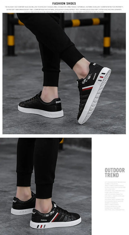 Zapatillas informales para hombre, zapatillas de skate, zapatillas planas de PU, zapatillas para estudiantes, zapatillas para actividades al aire libre, zapatillas urbanas, zapatillas con cordones para caminar, tallas grandes 48