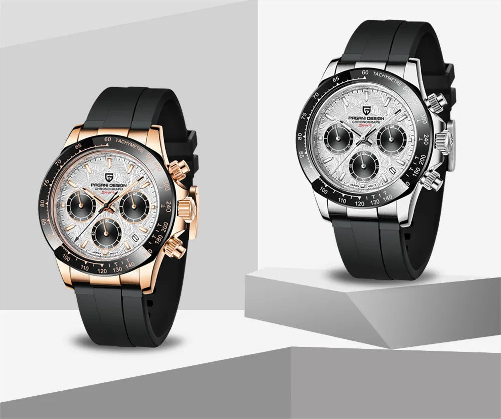 PAGANI DESIGN 2026 NEW 1664 Meteorite Dial Men's Watches Luxury Sapphire Quartz watch for men Sport Chronograph men Reloj Hombre