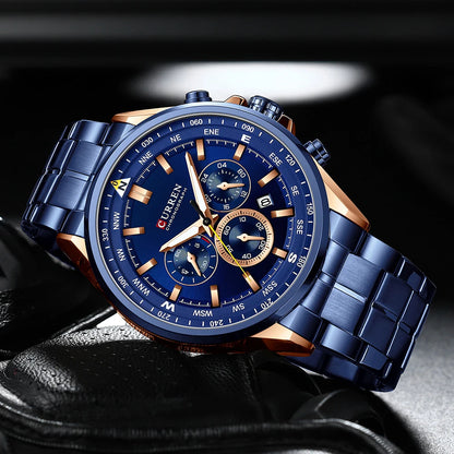 Montre pour homme CURREN – Montre tendance de grande marque, modèle de luxe, étanche, en acier, style sportif, chronographe à quartz
