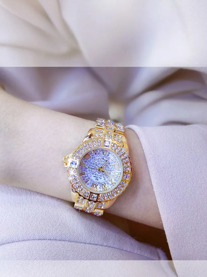 Women Watches Diamond Gold Watch Ladies Wrist Watches Luxury Brand Rhinestone Women's Bracelet Watches Female Relogio Feminino
