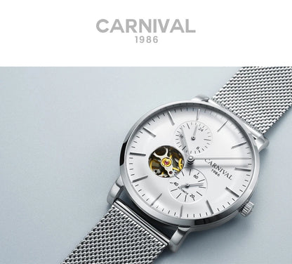 Montre mécanique pour homme Carnival – Montre-bracelet automatique de luxe avec verre saphir