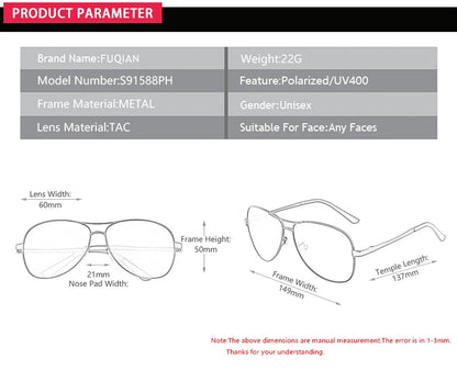 Classic Pilot Photochromic Sunglasses Men Women Fashion Chameleon Polarized Sun Glasses Male Driving Change Color Night Vision