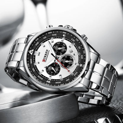 Montre pour homme CURREN – Montre tendance de grande marque, modèle de luxe, étanche, en acier, style sportif, chronographe à quartz