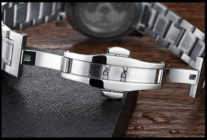 Chronograph luminous military running sport full steel men stop watch genuine leather strap luxury brand watches sapphire reloj