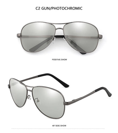 Classic Pilot Photochromic Sunglasses Men Women Fashion Chameleon Polarized Sun Glasses Male Driving Change Color Night Vision