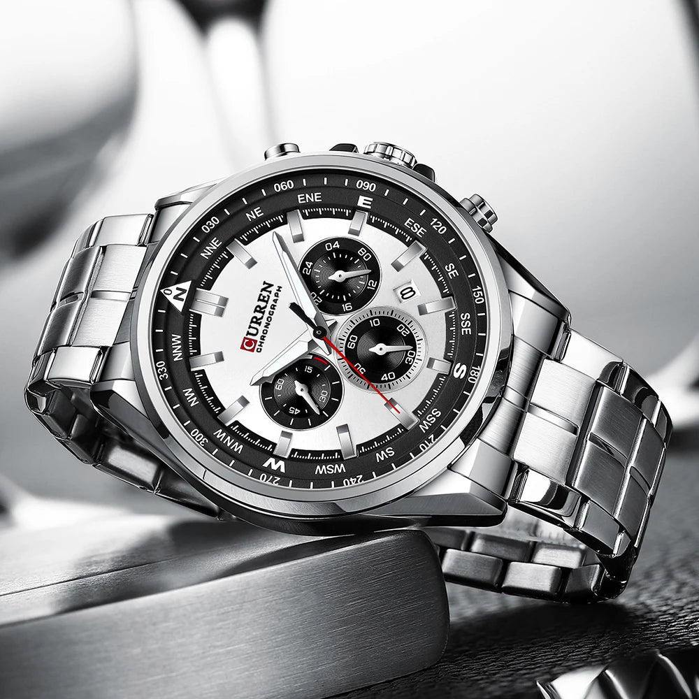 Montre pour homme CURREN – Montre tendance de grande marque, modèle de luxe, étanche, en acier, style sportif, chronographe à quartz