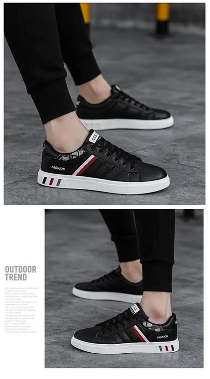 Zapatillas informales para hombre, zapatillas de skate, zapatillas planas de PU, zapatillas para estudiantes, zapatillas para actividades al aire libre, zapatillas urbanas, zapatillas con cordones para caminar, tallas grandes 48