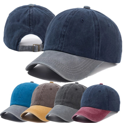 Hot Sale Unisex Cap Two-color Stitching Washed Cotton Baseball Cap Men & Women Casual Adjustable Outdoor Hats