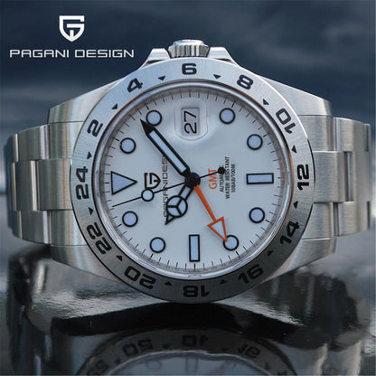 Pagani Design PD1682 Men’s GMT Watch 42mm Automatic Mechanical DG5833 Sapphire Crystal Stainless Steel Waterproof Black Vintage