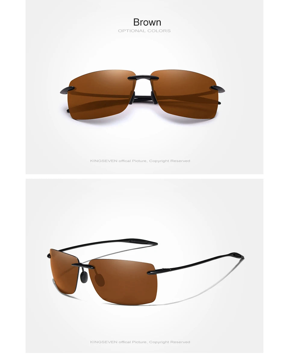 KINGSEVEN TR90 Rimless Sunglasses Men Ultralight High Quality Square Frameless Sun Glasses For Women Brand Designer Mirror Lens