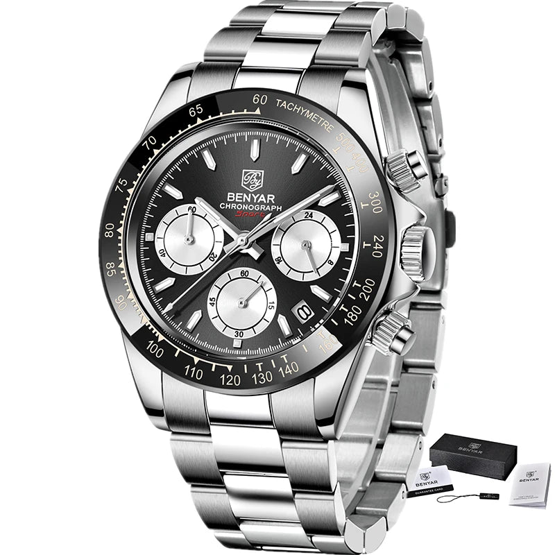 Relojes Hombre 2026 BENYAR New  Watches Men Luxury Brand Chronograph Male Sport Watches Waterproof Stainless Steel Quartz  Watch