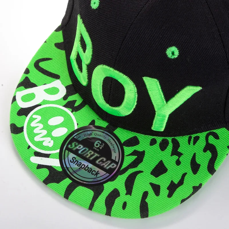 Cool Boy-broderad basebollkeps för barn, pojkar och flickor, snapback-keps, fyrårstidsmodell, hiphop-solkeps, populär