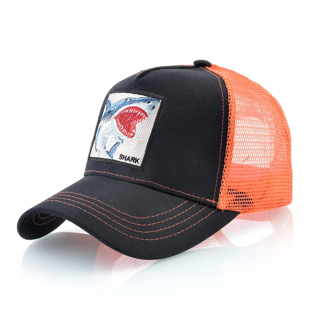 Trucker Caps Men Women Streetwear Hip Hop Baseball Cap With Shark Embroidery Patch Snapback Drake Bones Casquette Four Seasons