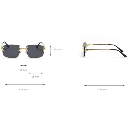 Kachawoo no frame square sunglasses women uv400 brown blue gradient lens metal rimless sun glasses for men popular high quality