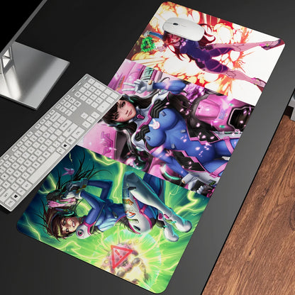 XXL Gaming Anime -hiirimatto, suuri hiirimatto, tyttöaiheinen näppäimistö- ja tietokone-PC-pöytämatto reunalla, Overwatch-/CS:GO-pelaajille