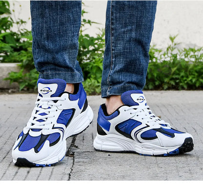 BONA New Designers Action Leather Mesh Men Running Shoes Sneakers Trainers Lightweight Antiskid Outdoor Walking Shoes Man
