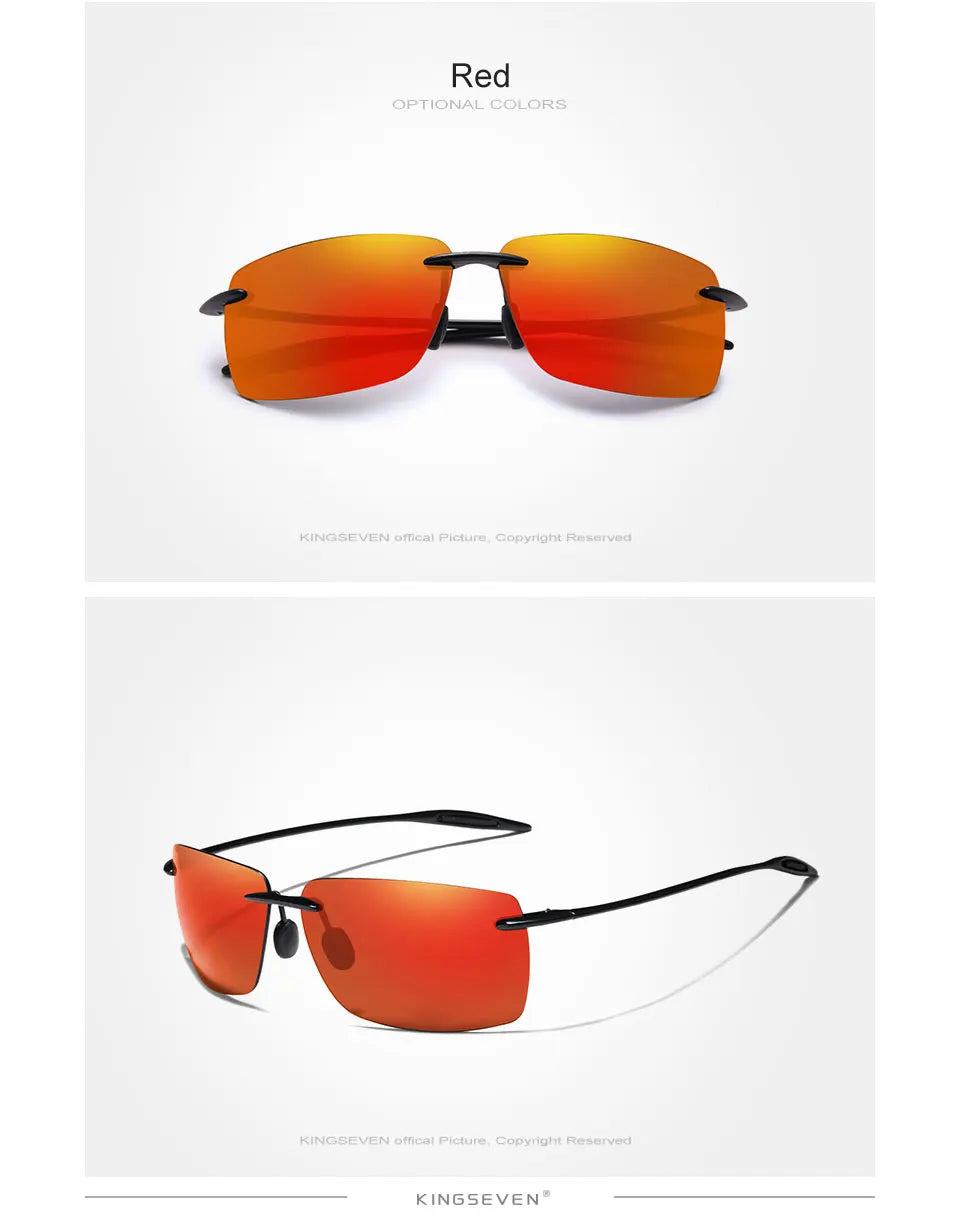KINGSEVEN TR90 Rimless Sunglasses Men Ultralight High Quality Square Frameless Sun Glasses For Women Brand Designer Mirror Lens