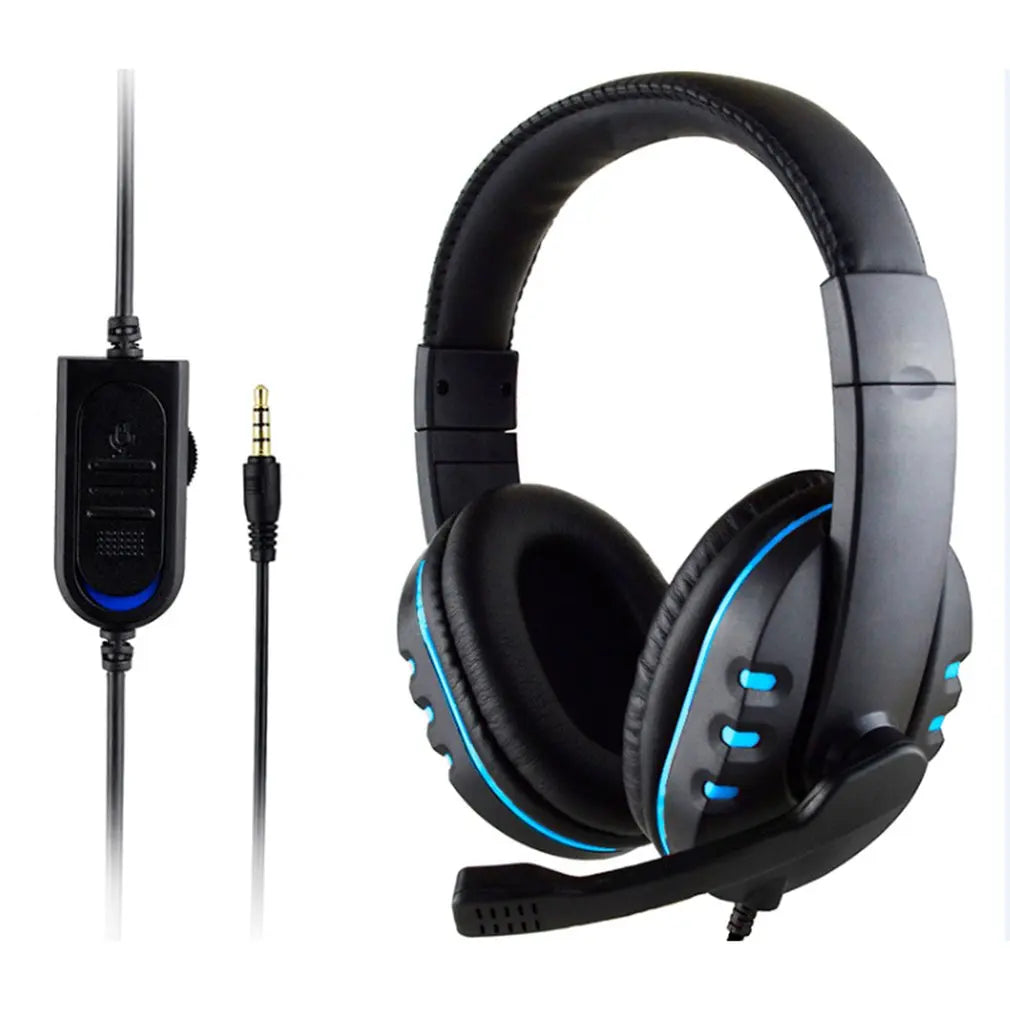 Casque filaire 3,5 mm pour jeux, écouteurs pour musique, compatible avec PS4, PlayStation 4, jeux PC, chat, ordinateur, avec microphone.