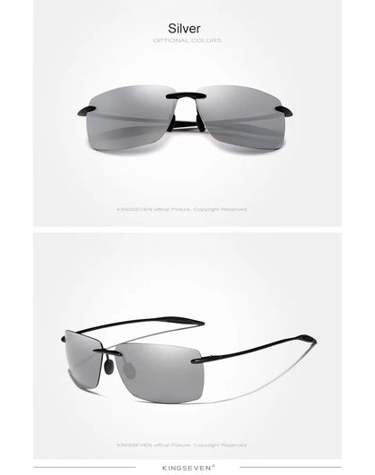 KINGSEVEN TR90 Rimless Sunglasses Men Ultralight High Quality Square Frameless Sun Glasses For Women Brand Designer Mirror Lens