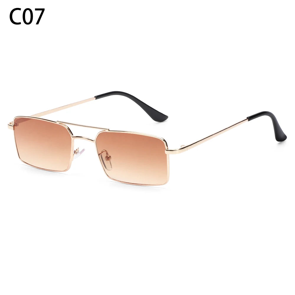 1PC Trendy Fashion Rimless Small Rectangle Sunglasses Women Men 2023 Shades Alloy Metal Glasses Traveling Style UV400 Eyewear