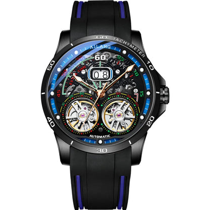 AILANG Super Cool Double Tourbillon Automatic Mechanical Watch Men Luxury Brand Luminous Waterproof Watches Men's Reloj Hombre