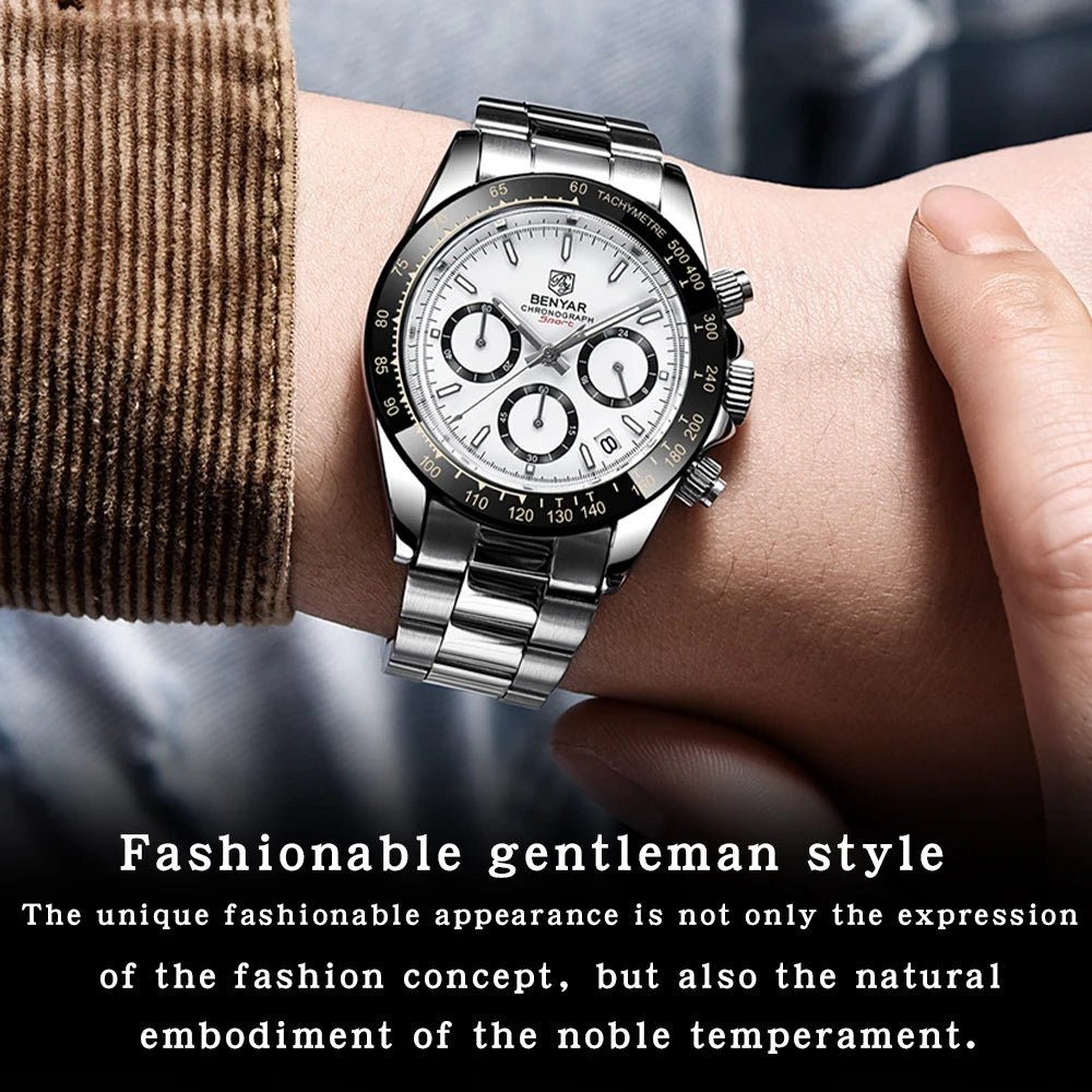 Relojes Hombre 2026 BENYAR New  Watches Men Luxury Brand Chronograph Male Sport Watches Waterproof Stainless Steel Quartz  Watch