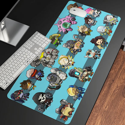 XXL Gaming Anime -hiirimatto, suuri hiirimatto, tyttöaiheinen näppäimistö- ja tietokone-PC-pöytämatto reunalla, Overwatch-/CS:GO-pelaajille