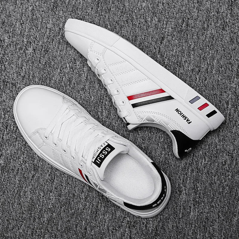 Zapatillas informales para hombre, zapatillas de skate, zapatillas planas de PU, zapatillas para estudiantes, zapatillas para actividades al aire libre, zapatillas urbanas, zapatillas con cordones para caminar, tallas grandes 48