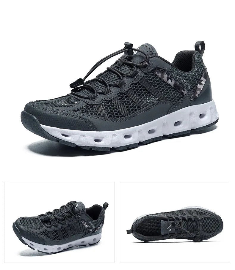 Zapatillas de malla transpirable para hombre, ligeras y cómodas, zapatillas deportivas de moda, con cordones, zapatos casuales, zapatos planos, zapatillas para hombre