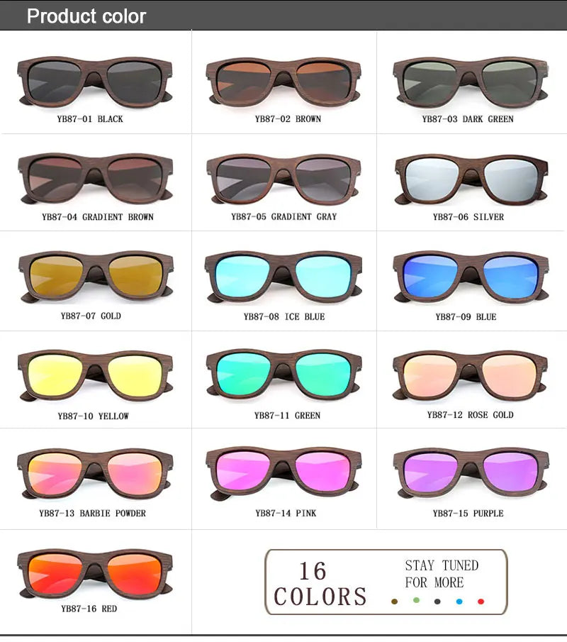 Handmade Natural  Bamboo Wooden Sunglass Fashion Polarized Sunglasses for Men Women's Shade Sun Glasses Wood Oculos De Sol
