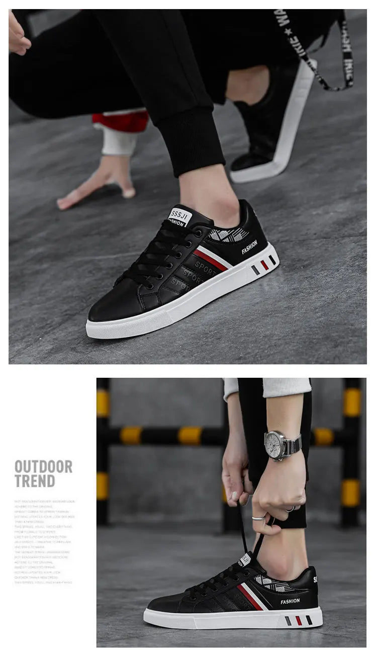 Zapatillas informales para hombre, zapatillas de skate, zapatillas planas de PU, zapatillas para estudiantes, zapatillas para actividades al aire libre, zapatillas urbanas, zapatillas con cordones para caminar, tallas grandes 48