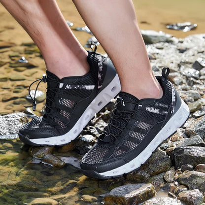 Zapatillas de malla transpirable para hombre, ligeras y cómodas, zapatillas deportivas de moda, con cordones, zapatos casuales, zapatos planos, zapatillas para hombre