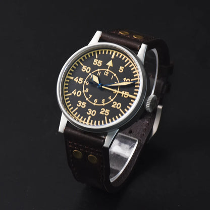 Hruodland Pilot Men's Automatic Mechanical Watch Pt5000 Sapphire Luminous C3 Stainless Steel Waterproof 10Bar reloj hombre
