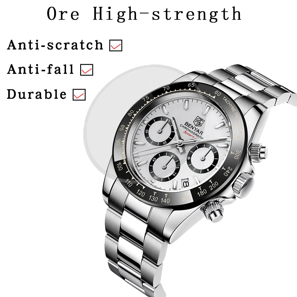 Relojes Hombre 2026 BENYAR New  Watches Men Luxury Brand Chronograph Male Sport Watches Waterproof Stainless Steel Quartz  Watch