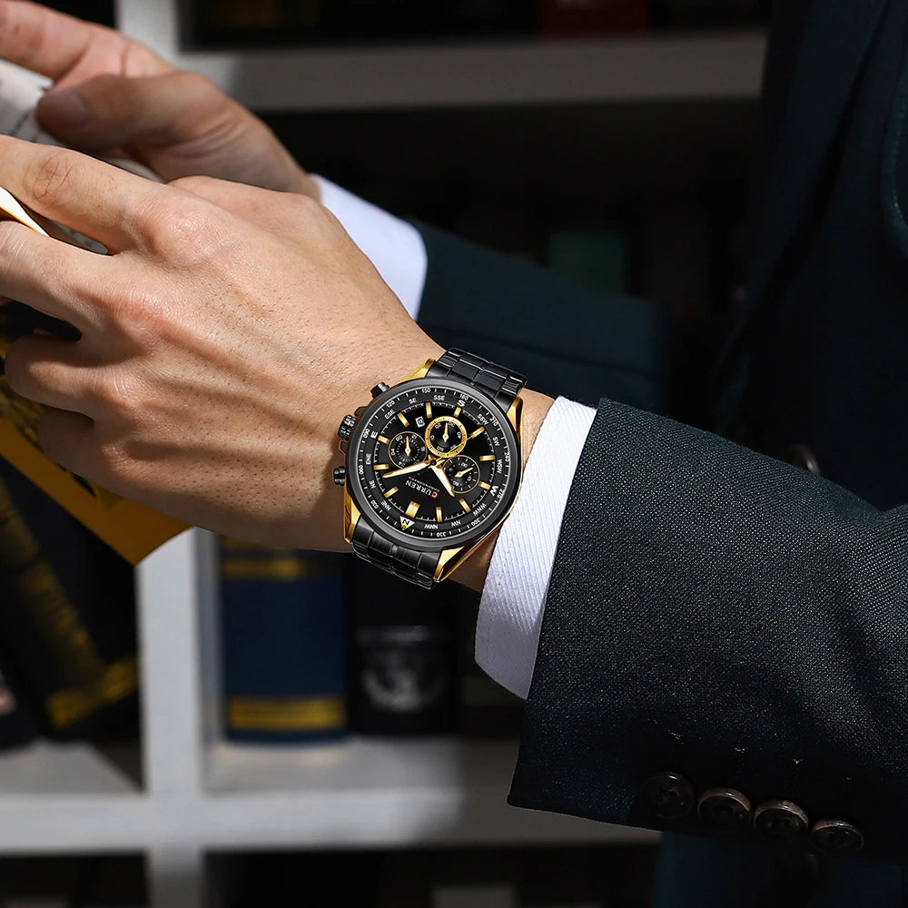 Montre pour homme CURREN – Montre tendance de grande marque, modèle de luxe, étanche, en acier, style sportif, chronographe à quartz