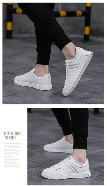 Zapatillas informales para hombre, zapatillas de skate, zapatillas planas de PU, zapatillas para estudiantes, zapatillas para actividades al aire libre, zapatillas urbanas, zapatillas con cordones para caminar, tallas grandes 48