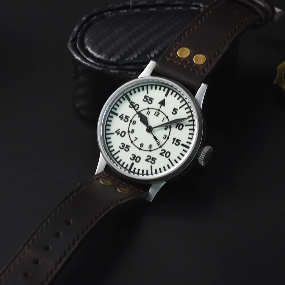 Hruodland Pilot Men's Automatic Mechanical Watch Pt5000 Sapphire Luminous C3 Stainless Steel Waterproof 10Bar reloj hombre