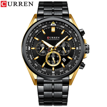 Montre pour homme CURREN – Montre tendance de grande marque, modèle de luxe, étanche, en acier, style sportif, chronographe à quartz