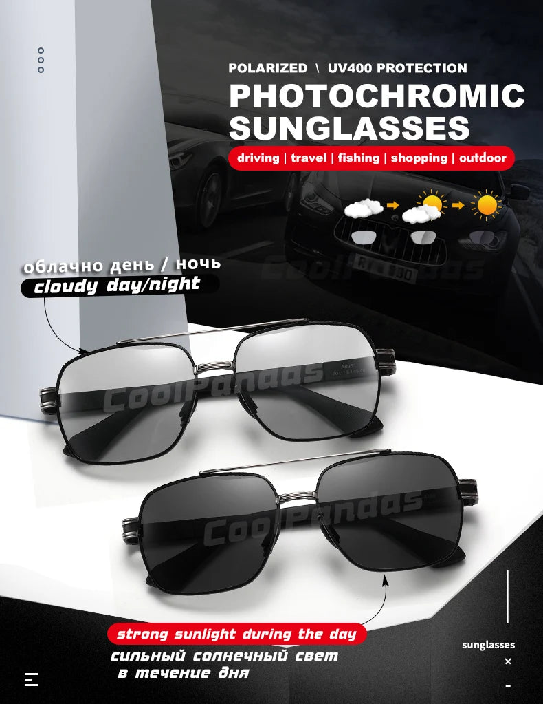 CoolPandas High Quality Sunglasses Polarized Men Women Photochromic UV400 Protection Driving Sun Glasses Unisex Chameleon Lens