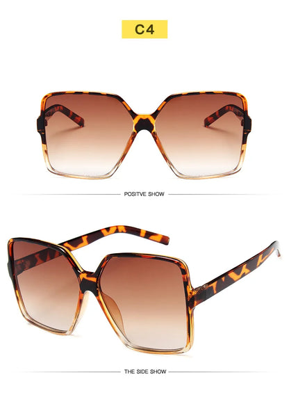 Fashion Women Oversize Sunglasses Gradient Plastic Brand Designer Female Sun Glasses Uv400