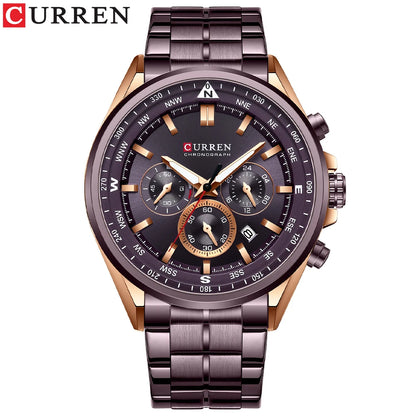 Montre pour homme CURREN – Montre tendance de grande marque, modèle de luxe, étanche, en acier, style sportif, chronographe à quartz