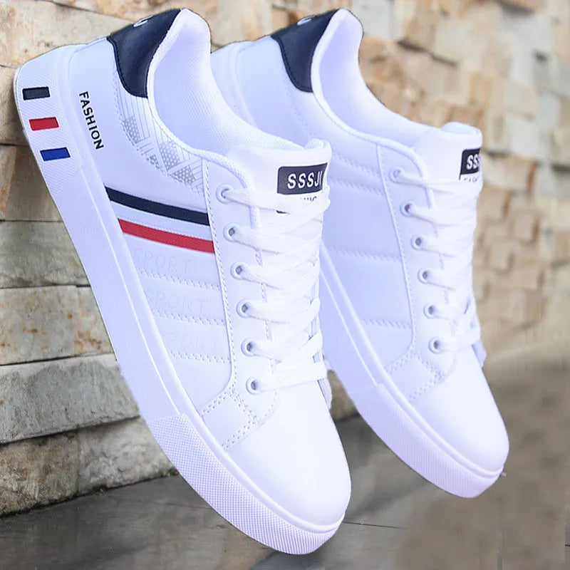 Zapatillas informales para hombre, zapatillas de skate, zapatillas planas de PU, zapatillas para estudiantes, zapatillas para actividades al aire libre, zapatillas urbanas, zapatillas con cordones para caminar, tallas grandes 48