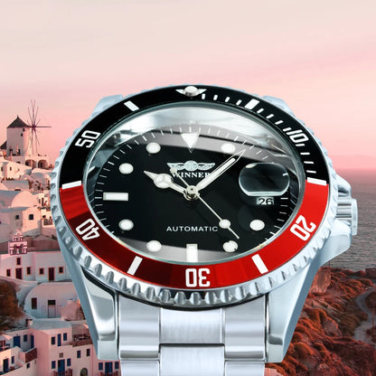 Montre mécanique classique pour homme – Marque de luxe, style professionnel, mouvement automatique, lunette rotative, cadran luminescent, bracelet en acier