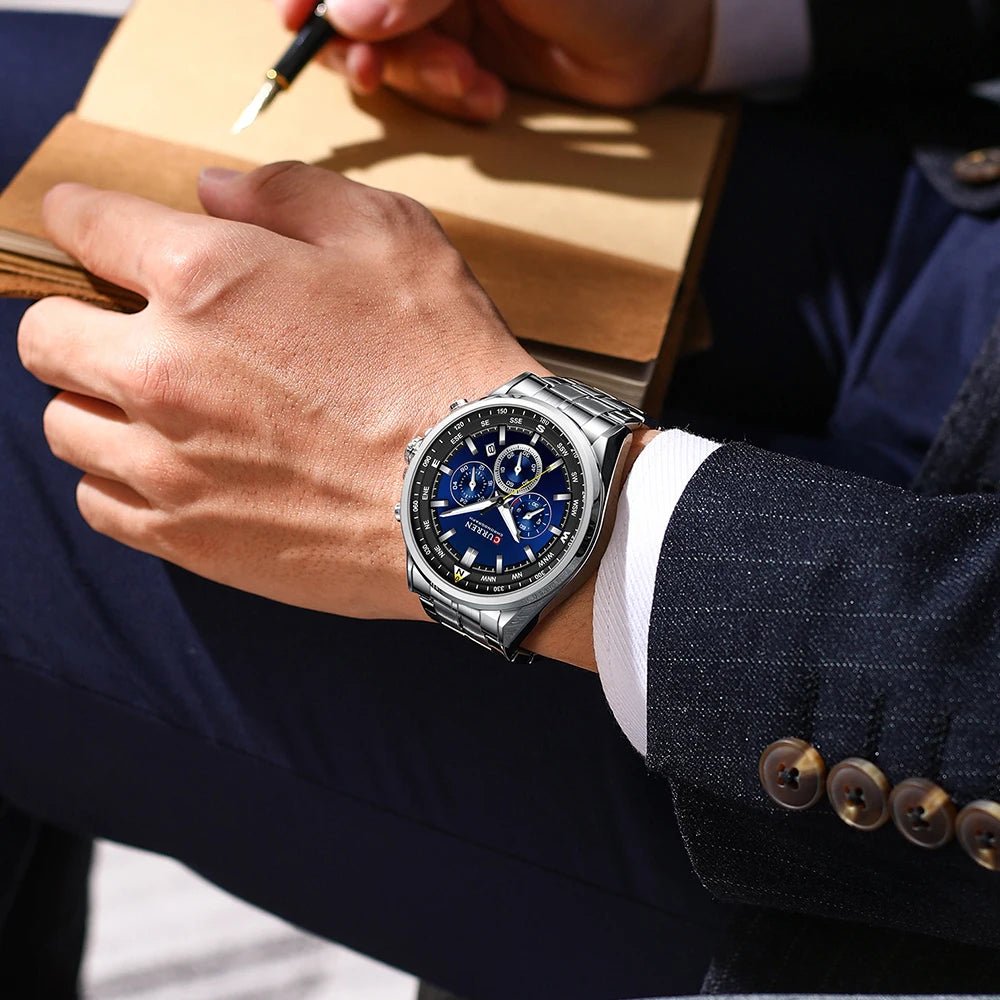 Montre pour homme CURREN – Montre tendance de grande marque, modèle de luxe, étanche, en acier, style sportif, chronographe à quartz