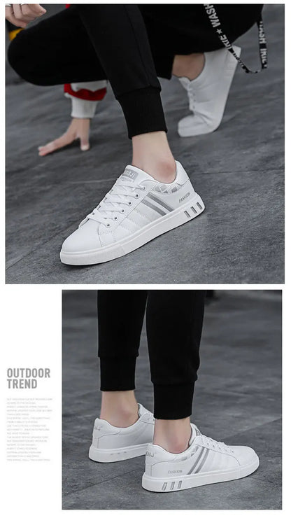 Zapatillas informales para hombre, zapatillas de skate, zapatillas planas de PU, zapatillas para estudiantes, zapatillas para actividades al aire libre, zapatillas urbanas, zapatillas con cordones para caminar, tallas grandes 48