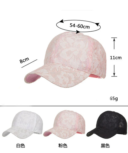 Prinsessstil, spetsbroderi, nät, blommor, vår och sommar, dambaseballkepsar, andningsbara damkepsar med snäpplås, unga flickor, BQ091