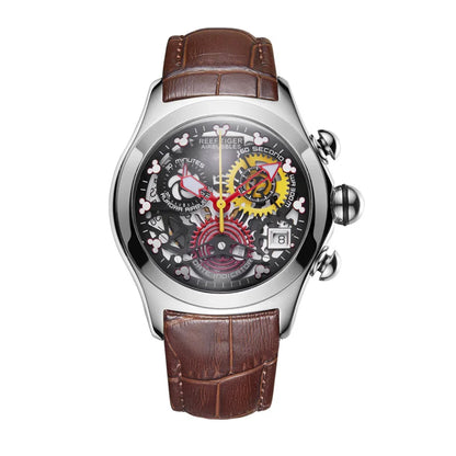 Reef Tiger New Designer Top Brand Luxury Fashion Watches for Women Steel Skeleton Watches Blue Strap Sport Watches RGA7181
