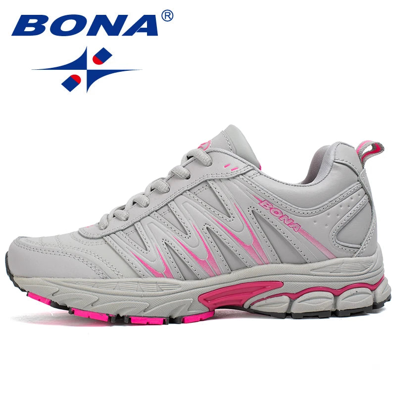 BONA Nieuwe trendy hardloopschoenen voor dames, sportschoenen met veters, outdoor- en wandelschoenen, sportieve schoenen, comfortabele sneakers voor dames